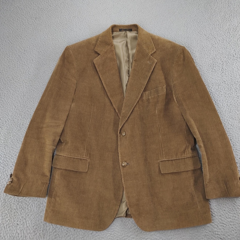 Hunt Valley Blazer Mens 46L Brown Corduroy Elbow Patch Sport Coat Jacket Casual